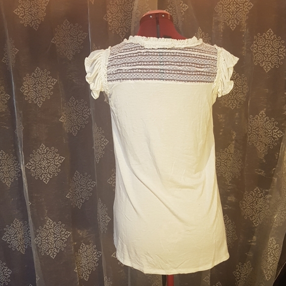 Beautiful white formal T-shirt with lace women's - Picture 2 of 3